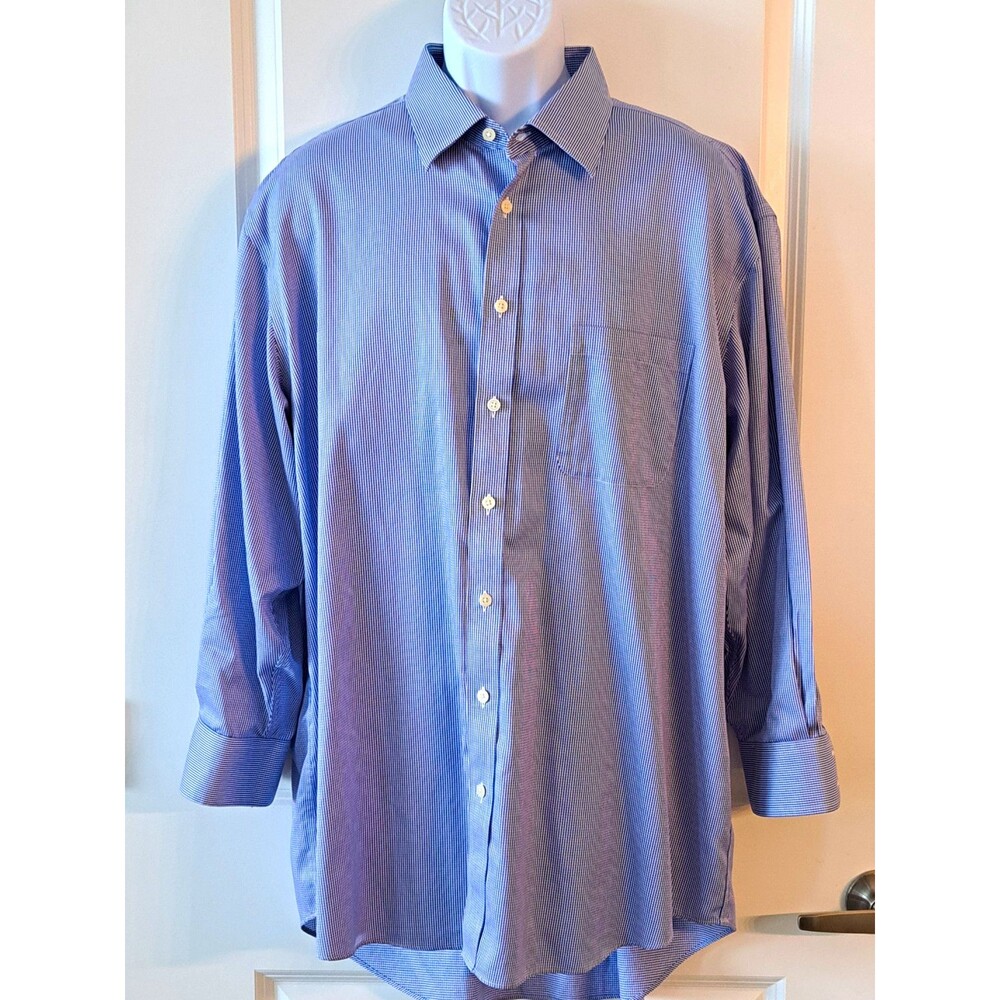 Charles Tyrwhitt Mens Dress Shirt 18 35 Blue Check Non Iron Jermyn Street London
